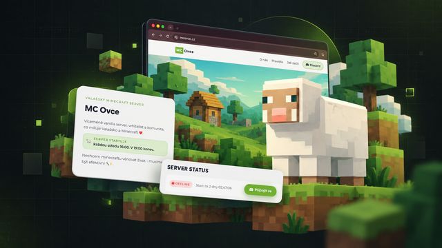 Web valašského Minecraft serveru MC Ovce se stavem serveru